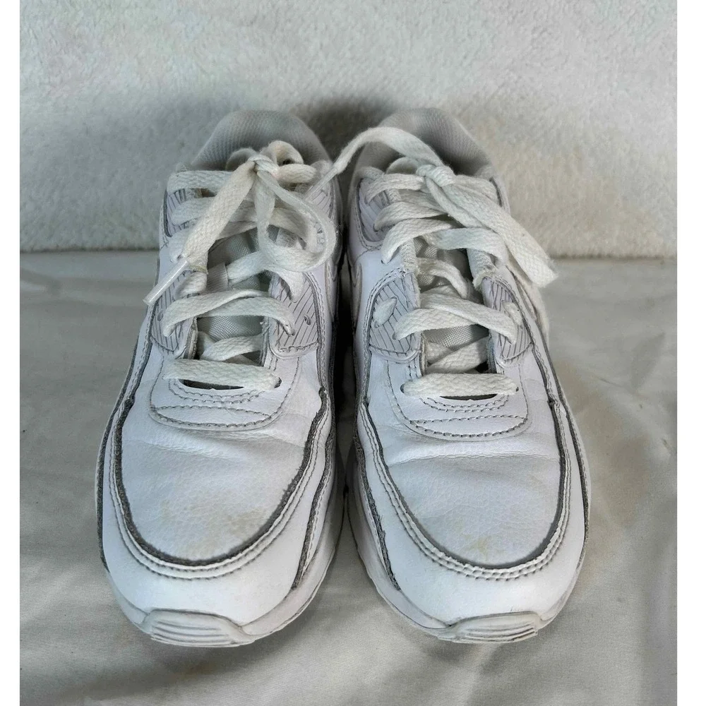 Nike Air Max 90 LTR PS White Metallic Silver Sneakers CD6867-100 Size 2.5Y